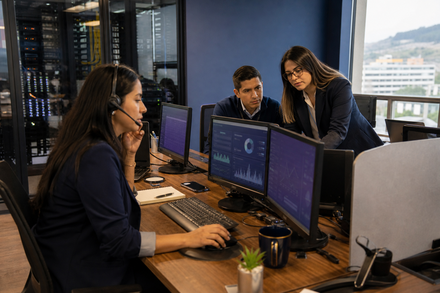 Equipo utilizando tecnología para optimizar procesos jurídicos y administrativos