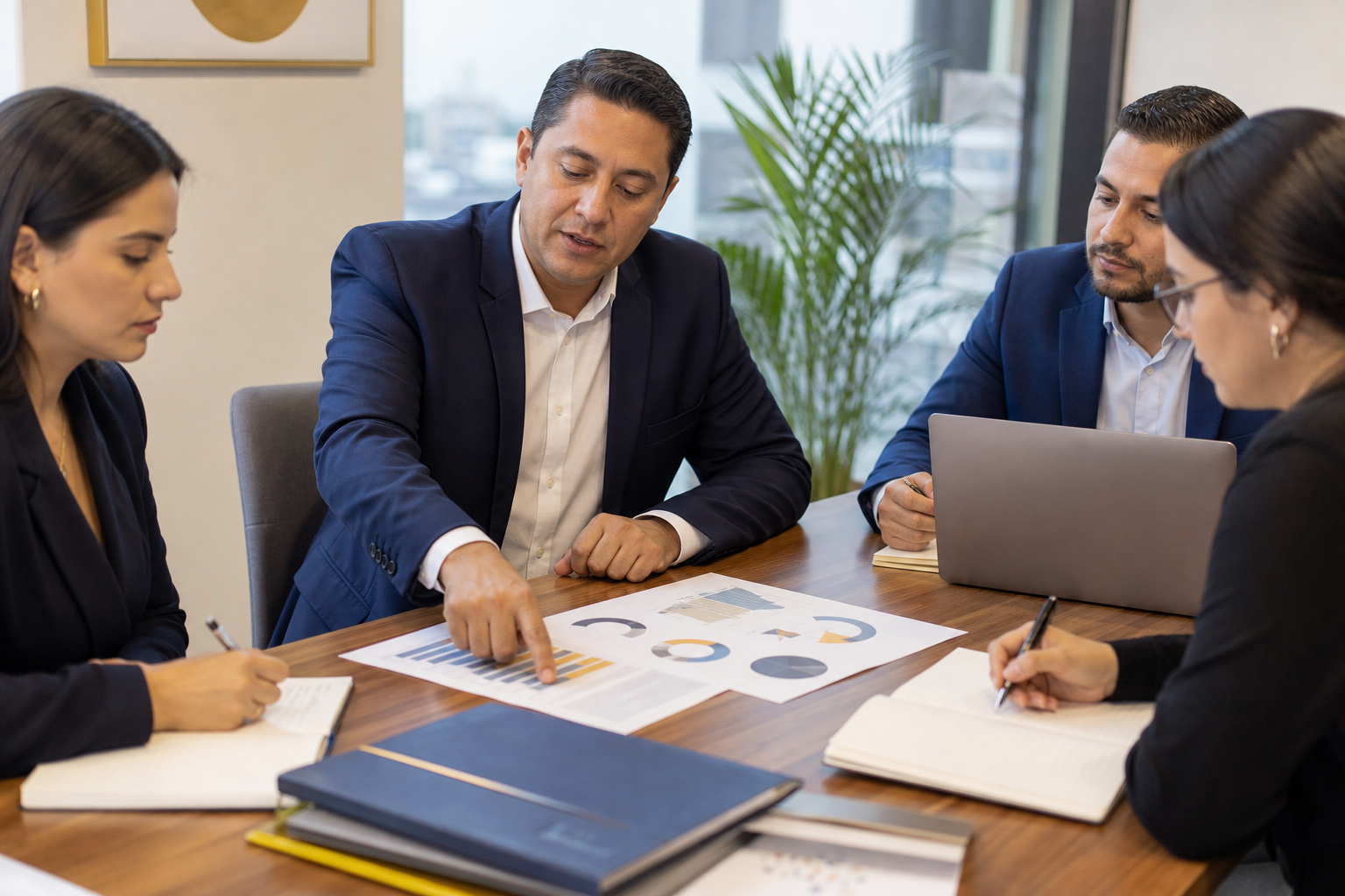 Equipo analizando indicadores y resultados de gestión